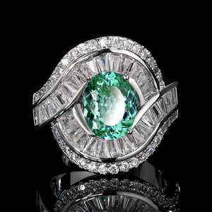 Anillo de Moda Sencillo con Baño de Oro sobre Cobre, Simulación de Paraíba Verde, Piedra Principal de 8*10, Joyería de Alta Gama 2026 - Product Image 1