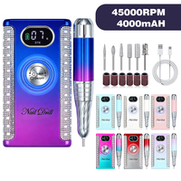 Perceuse à ongles rechargeable avec strass 45000 tr/min, 4000 mAh USB, machine professionnelle de polissage des ongles pour salon