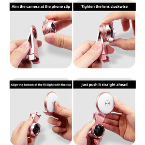 Kit de Lentes 3 en 1 <span class=keywords><strong>Pro</strong></span> HD para Teléfono - Gran Angular, Macro + Ojo de Pez con Luz LED para Smartphones iPhone y Android - Lentes de Cámara GiAi 4K - Product Image 3