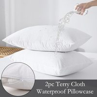 2 taies d'oreiller en tissu éponge imperméable, housse d'oreiller tricotée douce et respirante