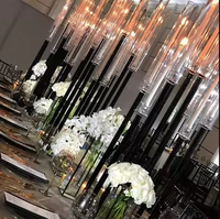 Candélabres à 9 bras en acrylique noir pour centres de table de mariage, décoration, chandeliers pour mariage