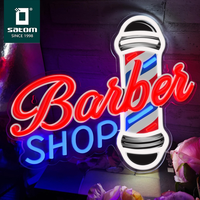 Enseigne de salon de coiffure LED avec lumière ouverte/fermée pour la décoration de fenêtre