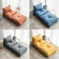 Fauteuil de relaxation pliant simple en tissu technique pour le commerce extérieur, rembourré de billes de mousse, avec revêtement en cuir PU, type pouf, inclinable et empilable