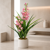 Tanaman Fuchsia Buatan Modern 90cm 3Ft Tinggi Bunga Kain Premium Daun PEVA Ramah Lingkungan Pohon Pot Dekorasi Rumah Kantor