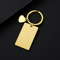 Ywyougang Porte-clés pendentif rectangulaire en acier inoxydable avec breloque cœur massif, design vintage personnalisable, couleurs personnalisables pour
