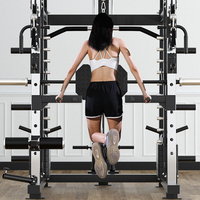Máquina Smith Comercial, Power Rack, Cable Crossover, Squat Rack, Entrenador Multifuncional, Multi Smith con Pila de Pesas