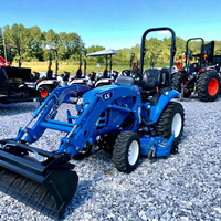 Nouveau design, tracteur compact LS de haute qualité 25 CV avec chargeur frontal et pelle arrière, bleu, 4x4, moteur diesel, boîte de vitesses utilitaire agricole