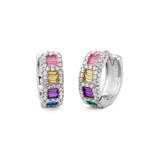 Pendientes de Aro Coloridos E3126 con Cristales de Corte Esmeralda y Engaste de Diamantes de Imitación, Joyería de Moda para Mujer, Geométricos, de Aleación, para Fiesta - Product Image 1