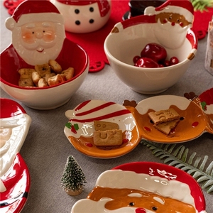 LUYI - Décoration de table festive pour <span class=keywords><strong>les</strong></span> fêtes de Noël, bol à <span class=keywords><strong>biscuits</strong></span> peint à la main de 18 oz, vaisselle en céramique Père Noël, bonbons - Product Image 2