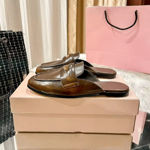 รองเท้าแตะผู้หญิงหนังวัวคุณภาพดี แฟชั่นฤดูร้อน สวมใส่สบาย แบบสวมครึ่งเท้า ส้นหนา ระบายอากาศได้ดี รุ่น Clogs mius - Product Image 1