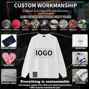 <span class=keywords><strong>Sweat</strong></span>-shirt thermique gaufré pour <span class=keywords><strong>homme</strong></span>, coupe ample, manches longues, imprimé dessin animé, avec logo personnalisé, délavage enzymatique, grammage lourd 320 GSM, effet vieilli - Product Image 6