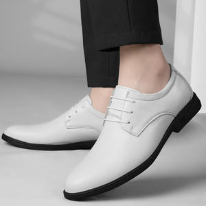 <b>White</b> <b>Men's</b> Leather <b>Shoes</b> | Summer Breathable & Comfortable Cowhide <b>Shoes</b> | Business <b>Casual</b> Footwear for <b>Men</b> - Product Image 3