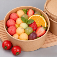 Bols à salade jetables en kraft avec couvercles, en stock, impression personnalisée, livraison rapide, réduction sur les achats en gros, papier de qualité alimentaire