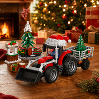 Ensemble de blocs de construction de tracteur à neige de Noël 428 pièces avec cabine à chapeau de Père Noël, arbre de Noël et accessoires de fêtes