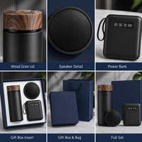 Individuelles Logo 3-teiliges Tech-Geschenkset mit Reise-Thermobecher, tragbarem Bluetooth-Lautsprecher und Powerbank mit Digitalanzeige