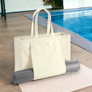 Custom Logo Letter Pattern Lifestyle Shopping Large Capacity Multifunctional Eco-friendly Cotton Canvas Tote <b>Bag</b> Sturdy Yoga <b>Bag</b> - Product Image 3