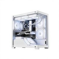 Boîtier PC de jeu blanc de taille moyenne avec panneau latéral en verre trempé pour ordinateur de bureau