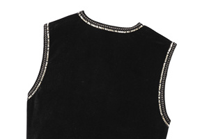 TAOP&ZA Autunno 2024 Nuovo Gilet Corto Elegante da Donna in <span class=keywords><strong>Velluto</strong></span> Nero Retrò con Ricami Senza Maniche 5770226 - Product Image 6