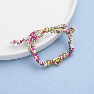 Gelang pesona bentuk hati dari baja anti karat berlapis emas 18K, buatan tangan, berbahan kain, gaya bohemian, untuk wanita & pria, cocok untuk acara ulang tahun. - Product Image 2