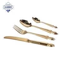 Ensemble de couverts de luxe en acier inoxydable 18/8, certifié qualité alimentaire, écologique, doré brillant, couteau, fourchette et cuillère