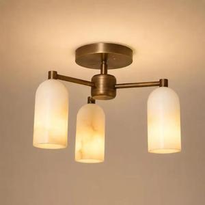 Lámpara de Techo Moderna de Estilo Mid-Century con 3 Pantallas de Alabastro, Iluminación de Diseño Inspirada en Stilnovo para Hogares de Lujo - Product Image 2