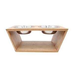 2025 BSCI doğal ahşap <span class=keywords><strong>Pet</strong></span> besleyici kedi besleyici çift kaseler ahşap köpek besleyici - Product Image 3