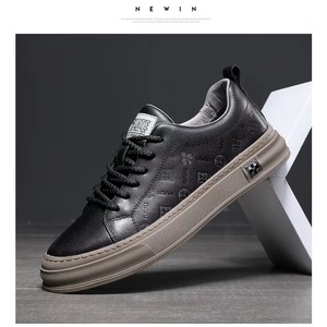 Chaussures de sport pour hommes en cuir véritable, style haut de gamme, décontractées avec doublure en mesh pour toutes les saisons - printemps, été, automne, hiver - Product Image 3