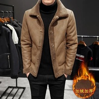 M-6XL 2023 hiver nouveau manteau en laine d'agneau revers ample chaud hommes vêtements d'extérieur mode décontracté épaissir mâle peut être porté des deux côtés veste
