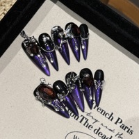 Faux ongles gothiques peints à la main, à pression, couvrance totale, fournisseur vérifié