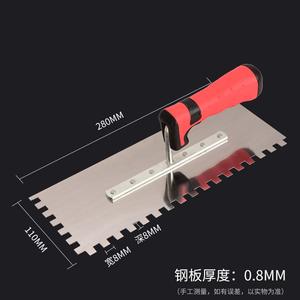 Couteau à plâtre denté en acier inoxydable Truelle <span class=keywords><strong>Carreleur</strong></span> Grattoir Couteau à mastic avec planche en argile dentelée Outils à main pour le travail du carrelage - Product Image 6