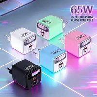 Chargeur portable 65W USB-C rétractable à 3 ports avec câble Type-C, chargeur rapide, adaptateur US/EU/UK, chargeur de voyage pour iPhone 18/17