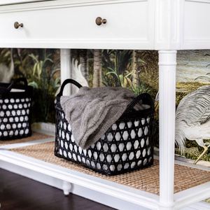 Panier de rangement pliable YH YH-ORG3-45 Hexa en rotin, plusieurs compartiments, en tissu PP, bambou, osier, plastique, pour cuisine et salle de bain, noir - Product Image 6