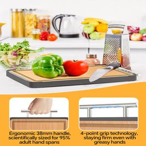 Bamboo Double-Sided Cutting Board 1.35Cm Thick Anti-Bacterial Anti-Slip Rectangle Chopping Block - Product Image 5