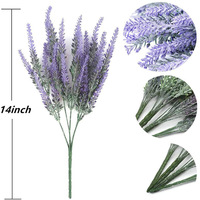 Bunga Lavender Plastik Berumbai 5 Cabang Sentuhan Beludru Imitasi Ramah Lingkungan Gaya Prancis untuk Thanksgiving Natal
