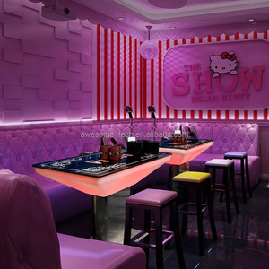 Mobilier de restaurant, tables de restaurant et meubles pour restaurant, table à manger avec base en métal et plateau noir lumineux à LED pour restaurant - Product Image 2