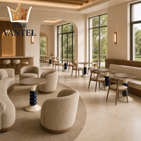 Table d'appoint ronde moderne pour hôtel, plateau en bois personnalisé, base sculpturale sur piédestal pour projets de hall d'entrée, de salon, de café et de villa