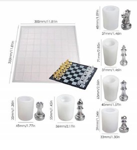 Jeu d'échecs en gel de silice écologique, moule pour la fabrication de bougies et de chocolat, ensemble de 6 pièces, échiquier - Product Image 6