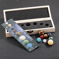 Ornement sphérique de bureau en pierres précieuses naturelles du système solaire (neuf planètes) – Cadeau de fête très prisé