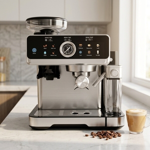 2026 Kaltmilchaufschäumer 4-in-1 20 Bar Latte Mocca Maker mit Manometer Espressomaschine mit Mahlwerk - Product Image 1