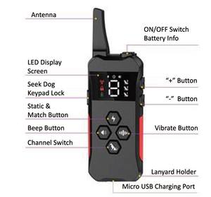 Kerah pelatihan anjing jarak jauh 800M baru dengan lampu berkedip getaran dan kunci tombol terbuat dari plastik tahan lama - Product Image 2