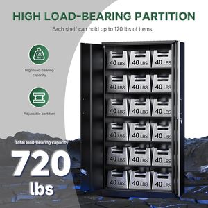 Armoire de rangement en métal à 5 niveaux réglable avec portes verrouillables, armoire de rangement en acier haute pour garage, adaptée aux bureaux et aux entrepôts - Product Image 4