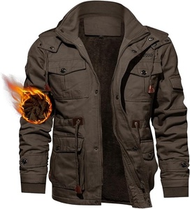 Vestes Cargo Tactiques en Coton pour Hommes, Multi Poches, Doublure Polaire, Épais, <span class=keywords><strong>Chaud</strong></span> pour l'<span class=keywords><strong>Hiver</strong></span>, 0utwear - Product Image 1
