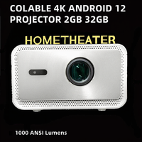 Projecteur TV portable Pico Android 12 avec écran LCD LED, résolution native 4K 1080p, 1500 lumens, son HIFI STEREO, 2 Go de RAM, 32 Go de ROM, garantie 1 an