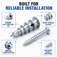 Zinc Plated Metal Drywall Anchors with Screws Self Drilling Wall Plugs for Picture Frames Shelves Towel Holders and Fixtures