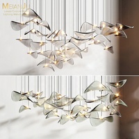 Personnalisable Grande Maison Salon De Beauté Lustre Intégré Lampes D'ingénierie En Verre Non Standard Hall D'hôtel Suspendu Lotus