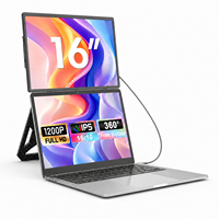 Moniteur portable triple LCD 16'' détachable Plug & Play avec deux extensions pour usage professionnel et technologique