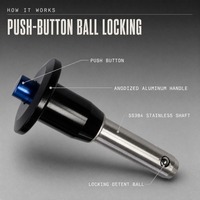 Goupille à bille à dégagement rapide en acier inoxydable de bonne qualité, à bouton-poussoir à ressort, pour systèmes de fixation en ligne, avec dimensions métriques et impériales