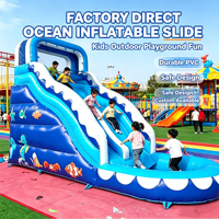 Toboggan gonflable à motif d'animaux marins, directement de l'usine, pour aire de jeux extérieure pour enfants, toboggan aquatique gonflable pour parc d'attractions