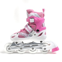 Patins à roulettes en ligne réglables pour enfants HZ HS058, professionnels, avec roulements ABEC-7, châssis en aluminium, roues en PU, pour filles, rose