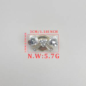 Bán buôn dễ thương lấp lánh Bow Shape Thiết kế Khuy măng sét Rhinestone không may quần áo thanh lịch nút quần áo phụ kiện trang sức - Product Image 6